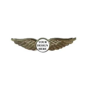 Air Force Wings Pin with Custom Round Logo - 2.5 inch
