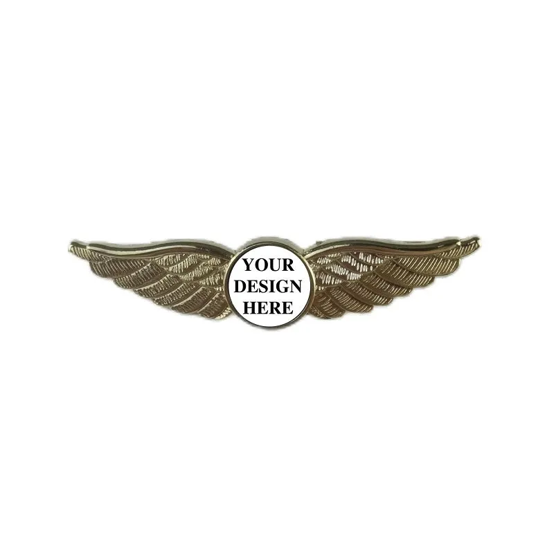 Air Force Wings Pin with Custom Round Logo - 2.5 inch