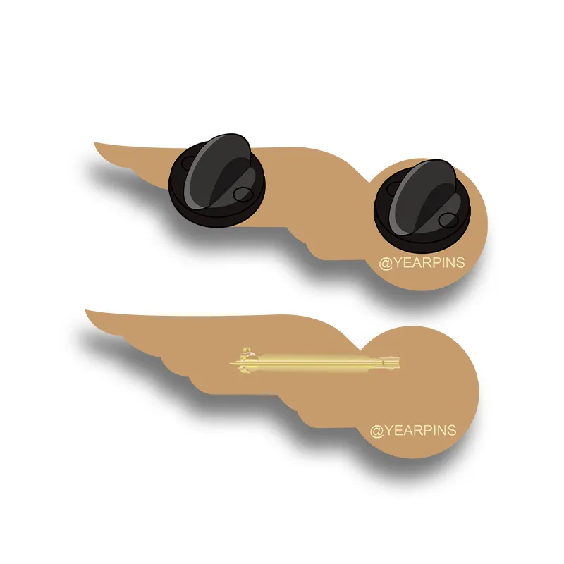 Airline Wings Pin with Custom Round Logo - Half Wing 1.75 inch