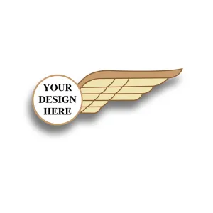 Airline Wings Pin with Custom Round Logo - Half Wing 1.75 inch
