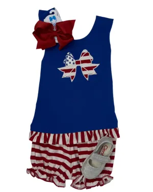 Americana Bow Applique Bloomer Set