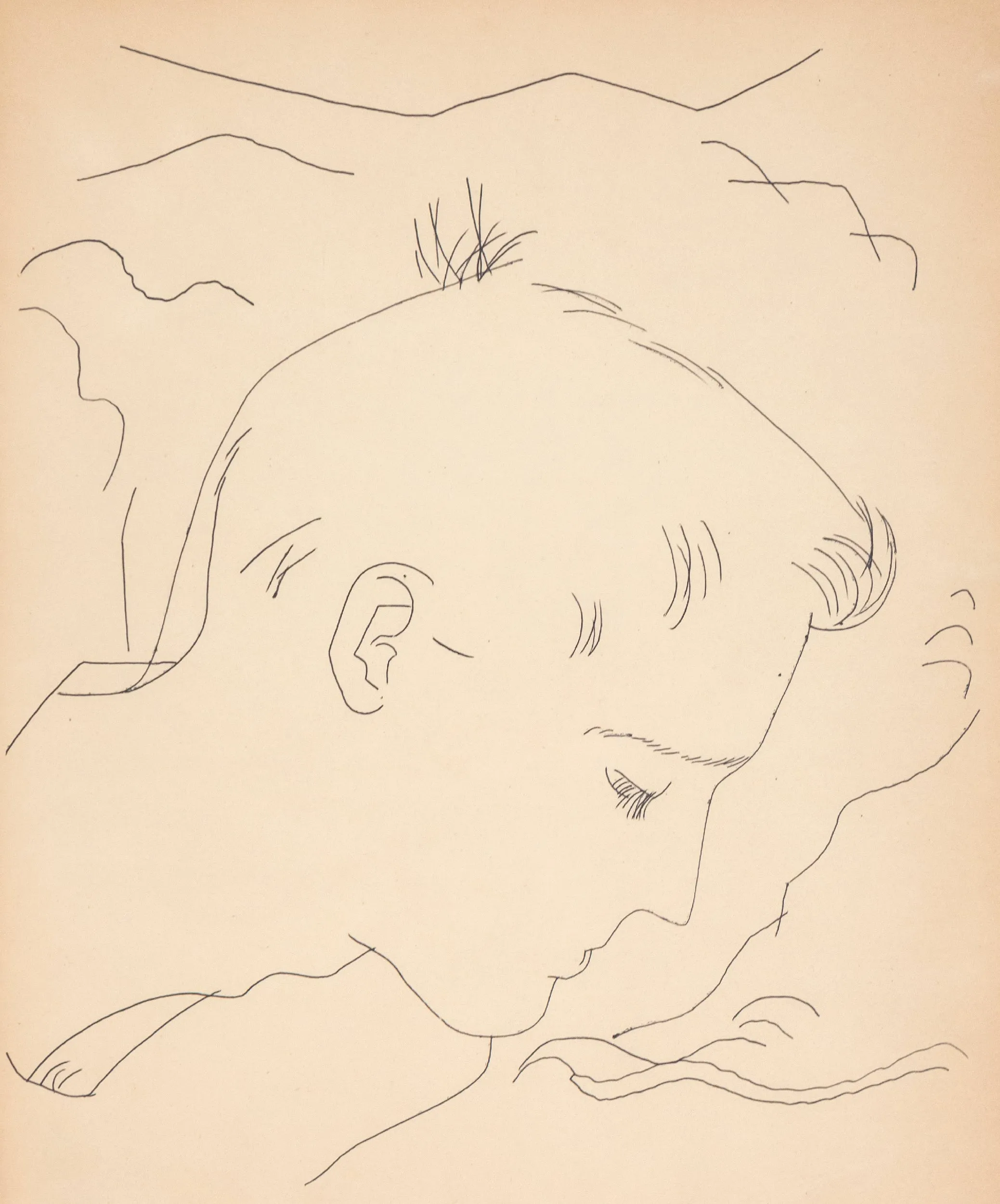 ANDY WARHOL "MOUNTAIN BOY" DRAWING, 1955
