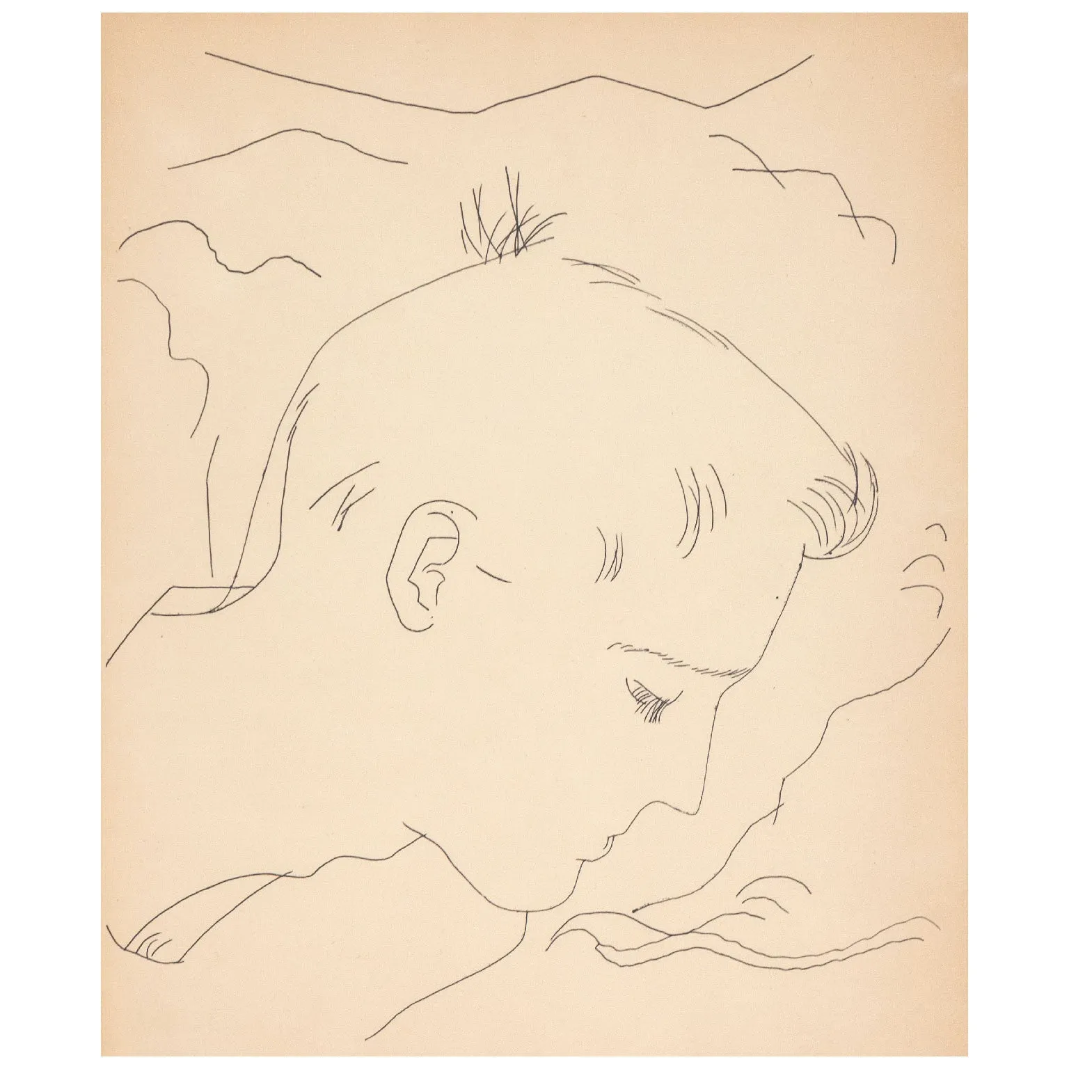 ANDY WARHOL "MOUNTAIN BOY" DRAWING, 1955