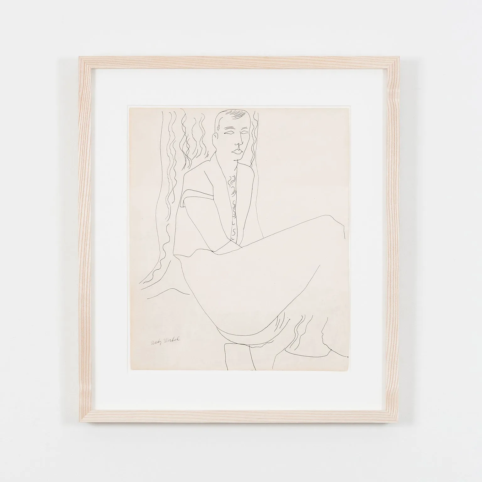 ANDY WARHOL "SEATED GENTLEMAN" DRAWING, c. 1950s
