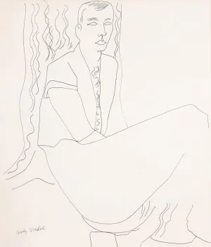ANDY WARHOL "SEATED GENTLEMAN" DRAWING, c. 1950s
