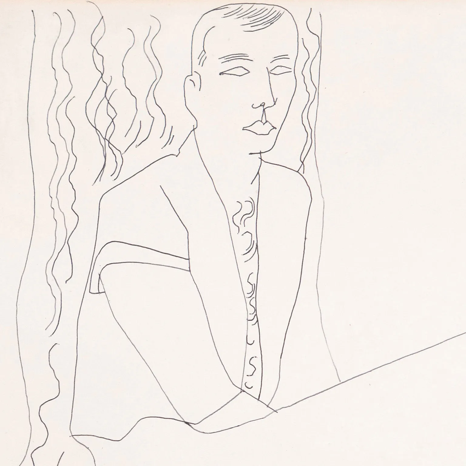 ANDY WARHOL "SEATED GENTLEMAN" DRAWING, c. 1950s