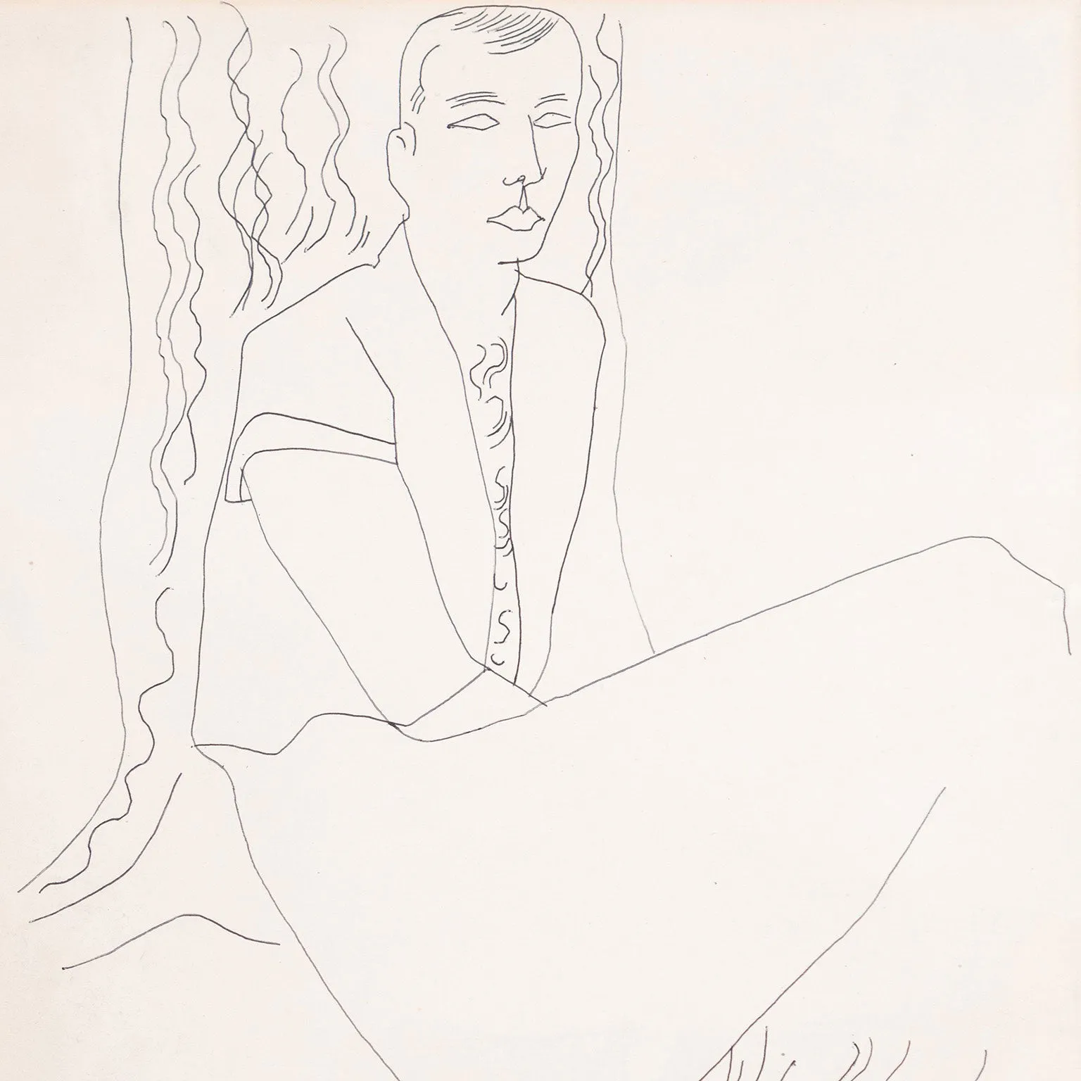 ANDY WARHOL "SEATED GENTLEMAN" DRAWING, c. 1950s