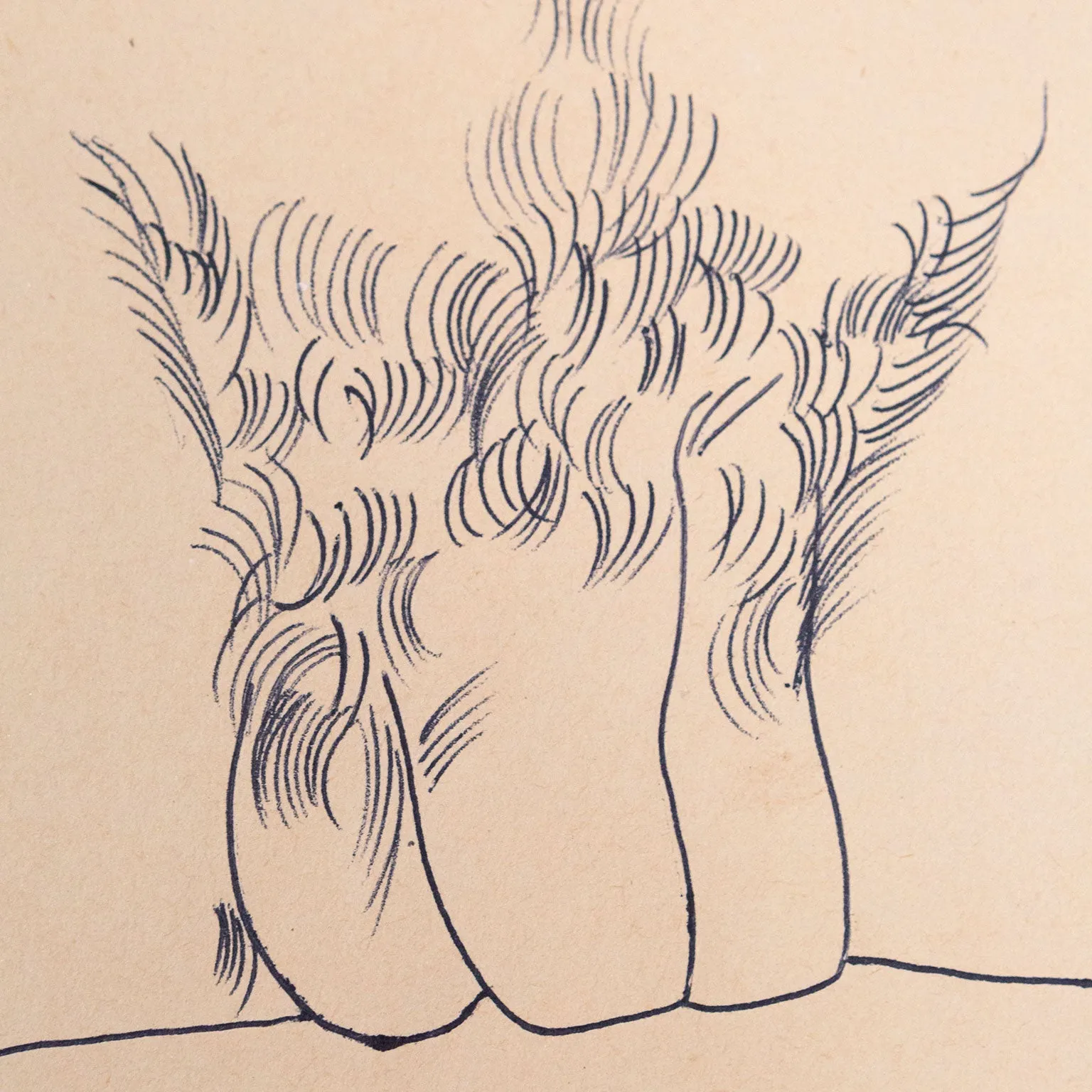 ANDY WARHOL "SPREAD" DRAWING, 1955