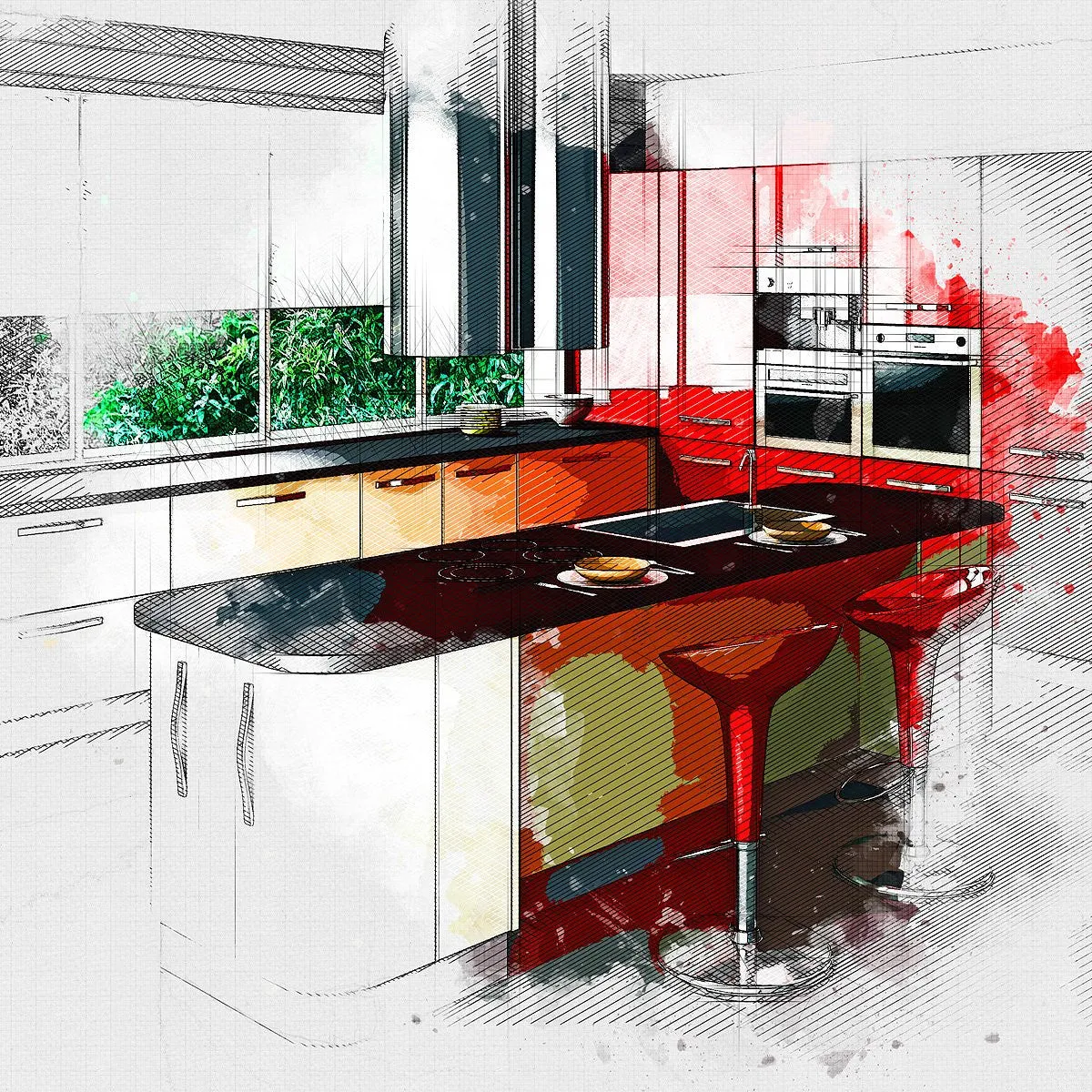 Architecture 2 Sketch Painting PS Action