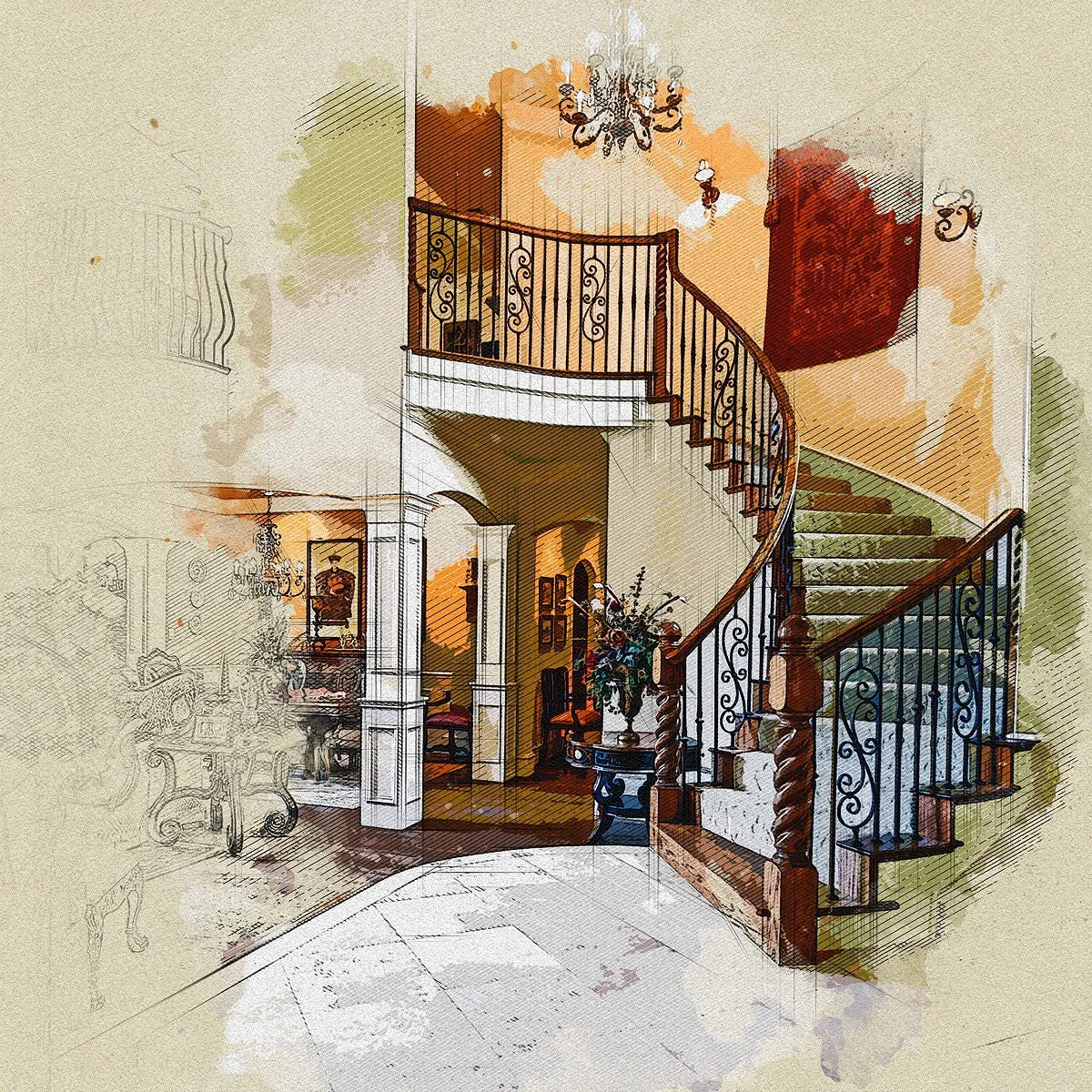 Architecture 2 Sketch Painting PS Action