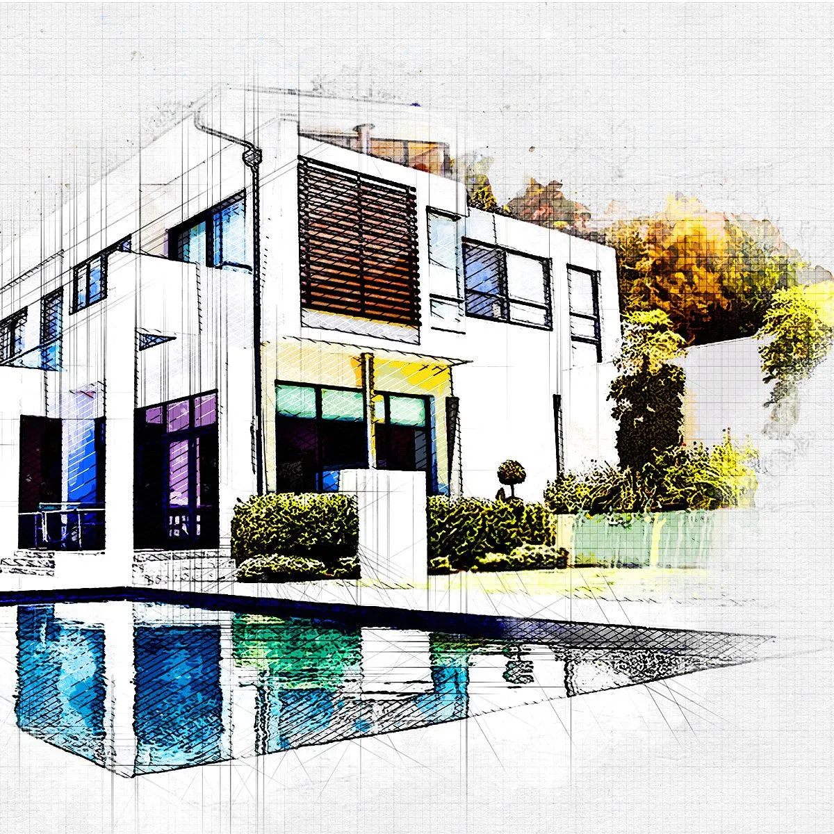 Architecture 2 Sketch Painting PS Action