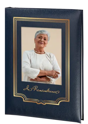 Artistic Picture Frame Memorial Guest Book - 6 Ring - STFB100-Blue
