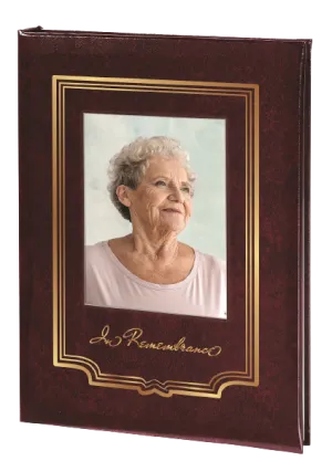 Artistic Picture Frame Memorial Guest Book - 6 Ring - STFB100-Burgundy