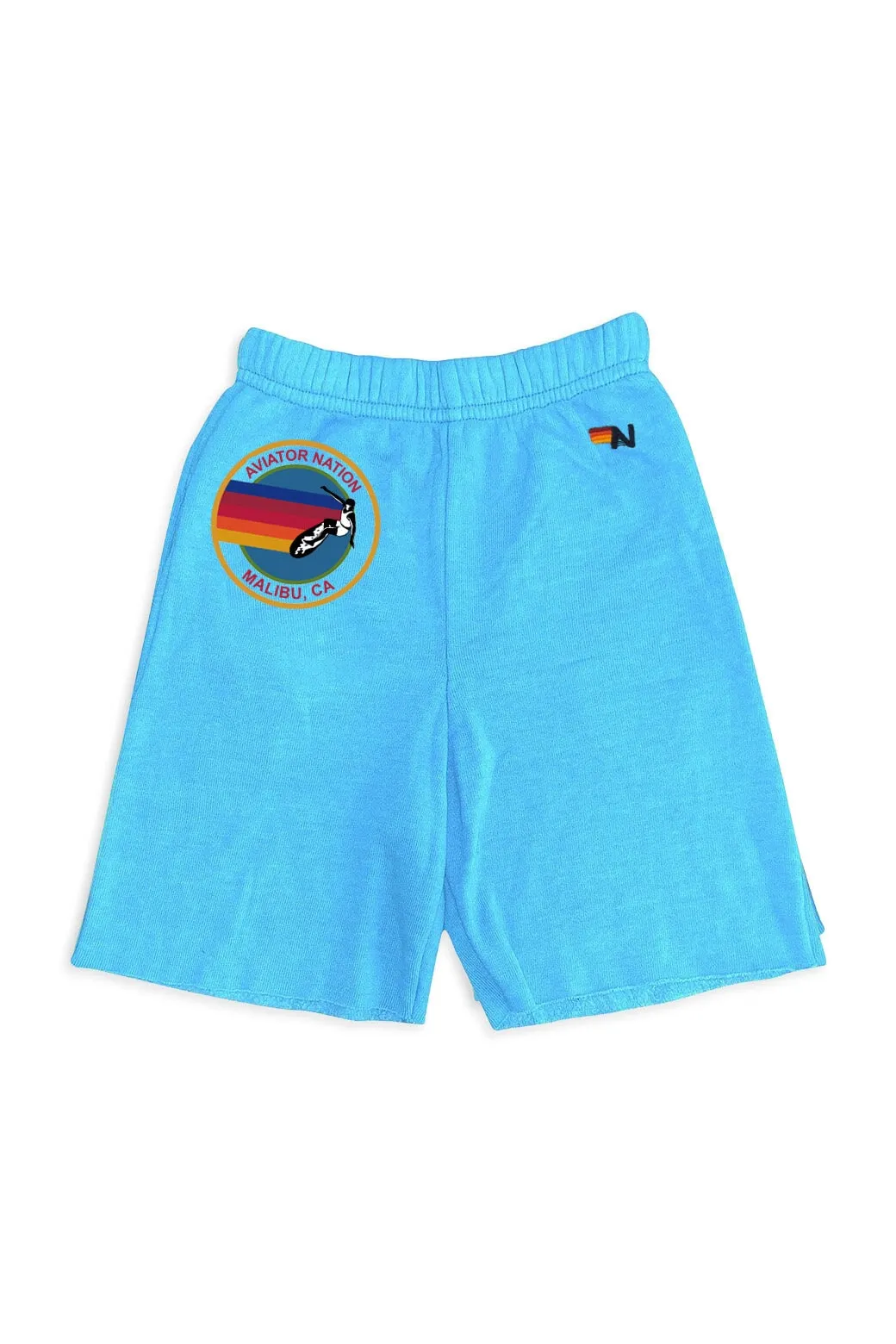 AVIATOR NATION MALIBU KIDS SWEATSHORTS - NEON BLUE