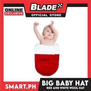 Baby Big Crochet Hat Winter Cocoon Warm Knit (Red and White)