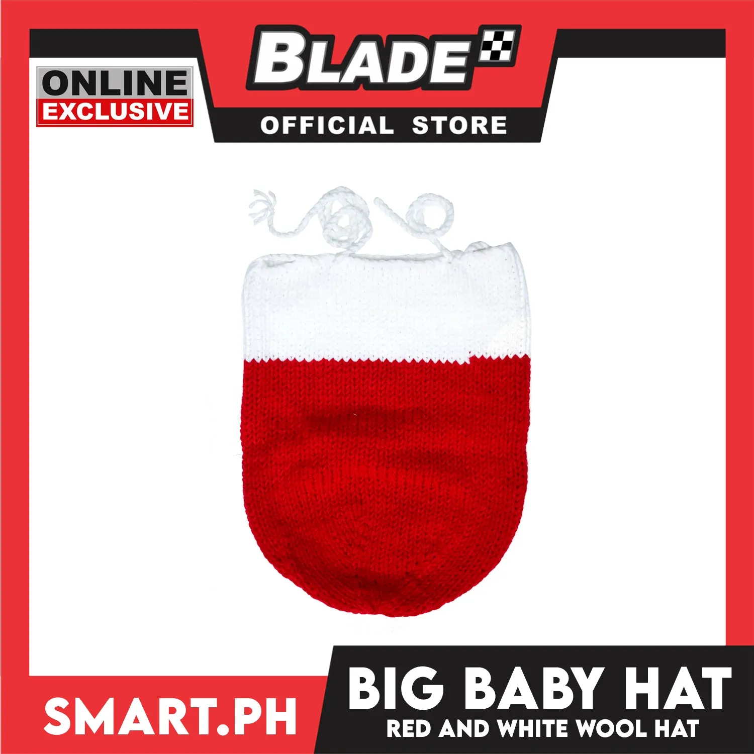 Baby Big Crochet Hat Winter Cocoon Warm Knit (Red and White)