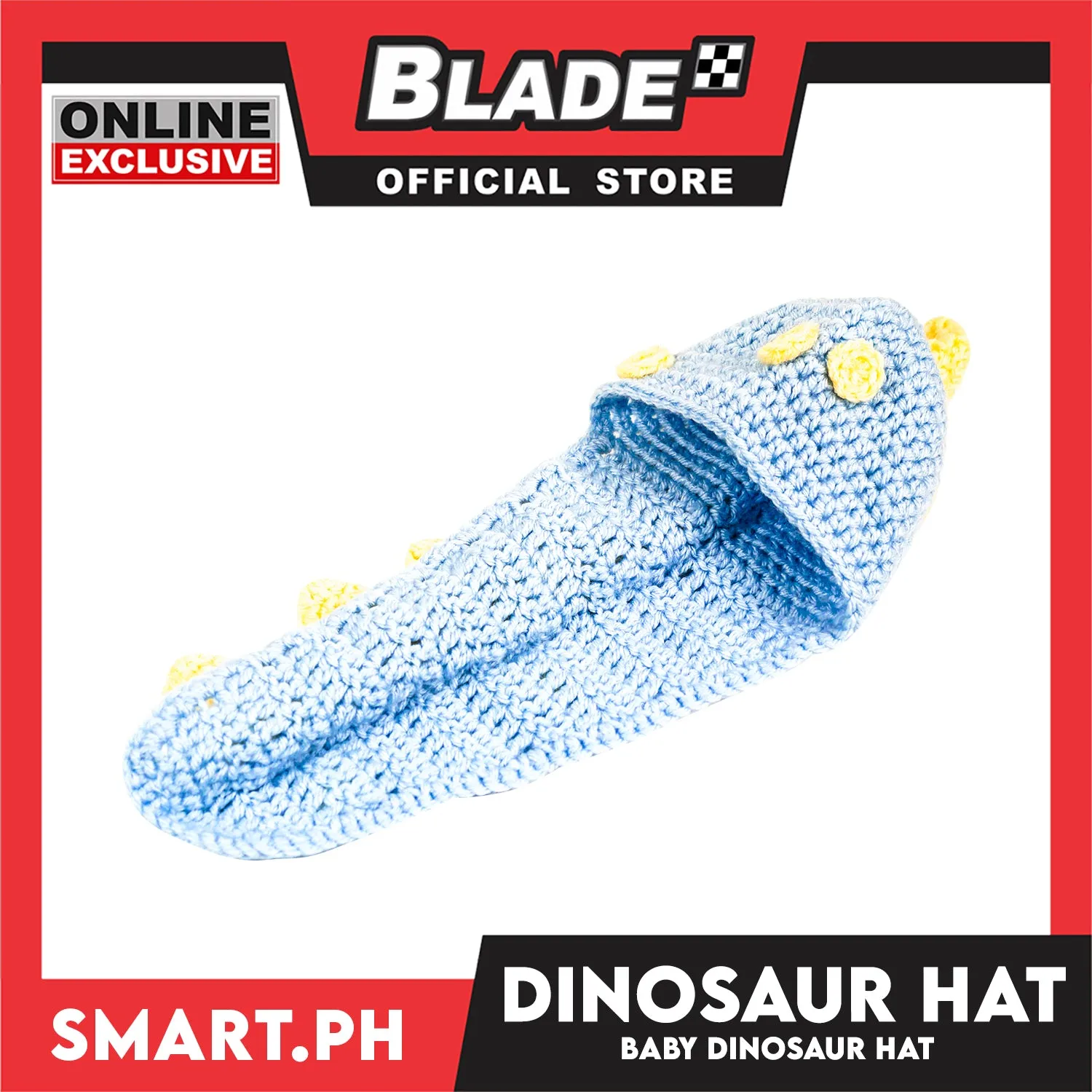 Baby Crochet Baby Hat with Dinosaur Parts Design (Blue/Yellow)