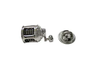 Black and Silver Toned Fishing Reel Fisherman Lapel Pin
