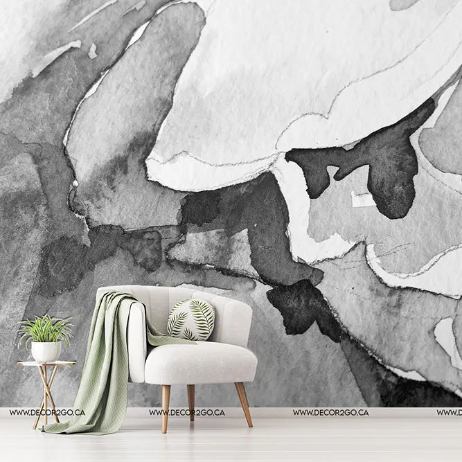 Black and White  Watercolor Explosion Wallpaper Mural