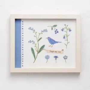Blue Collage Embroidery Kit by Kazuko Aoki
