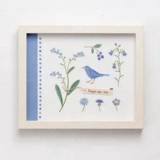 Blue Collage Embroidery Kit by Kazuko Aoki