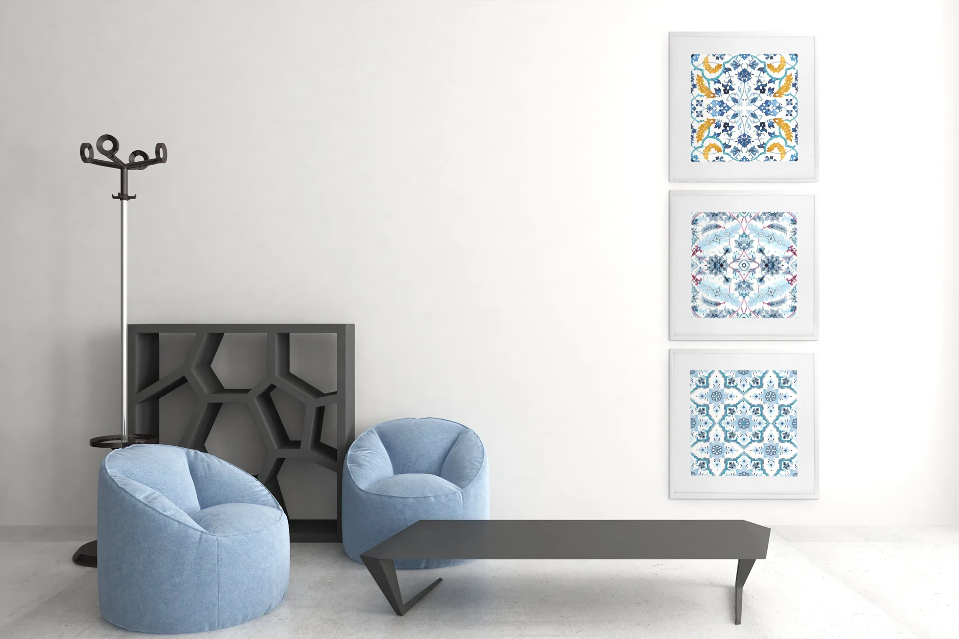 Blue Tile Triptych