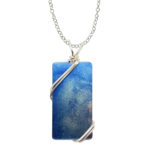 Blue Water Color Necklace, 1.5" pendant with silver-plated wiring, Item# 4717X