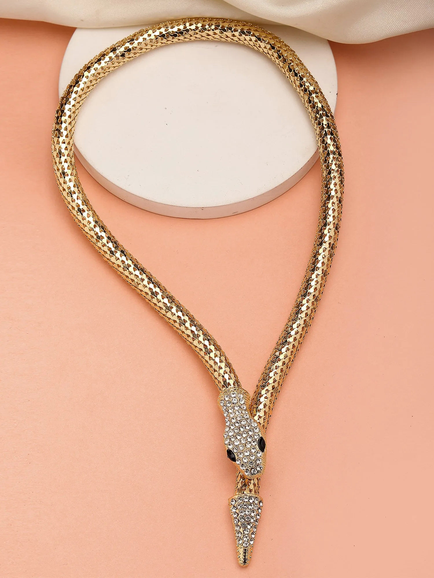 Bohey by KARATCART Gold Plated Magnetic Snake Chain Necklace for Women