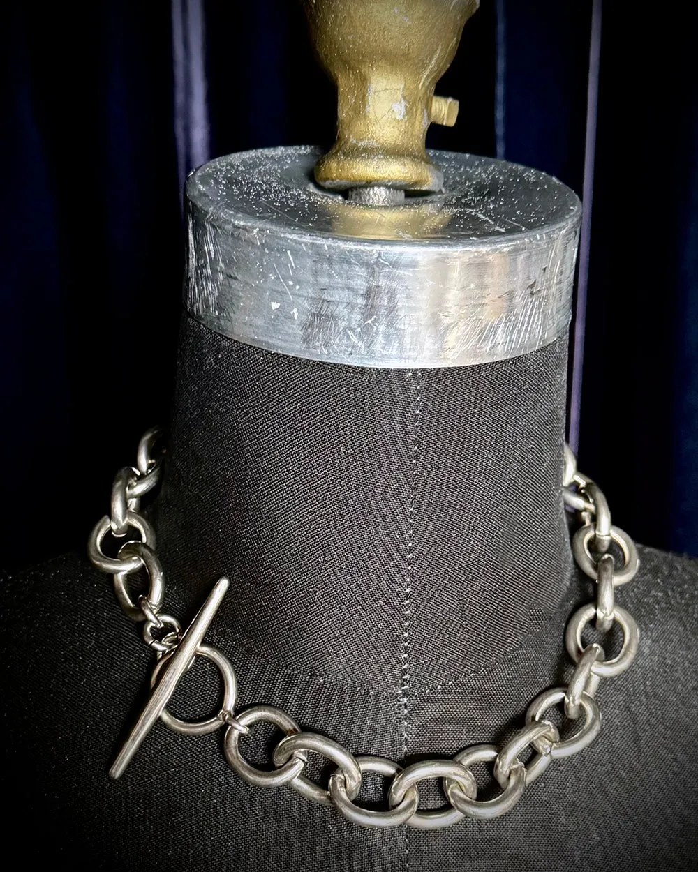 Bold Chunky Sterling Silver Toggle Chain Necklace
