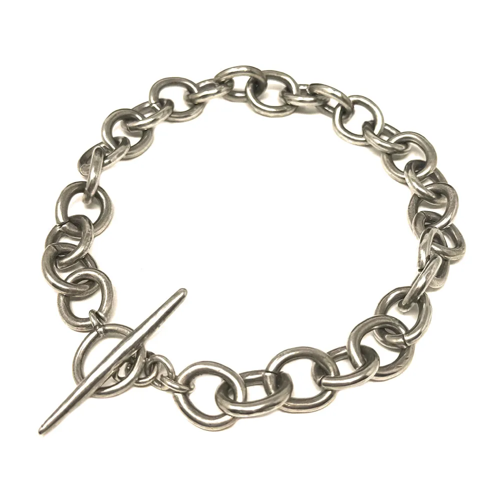 Bold Chunky Sterling Silver Toggle Chain Necklace