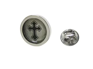 Bordered Gothic Cross Pendant Lapel Pin