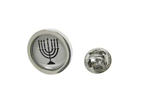 Bordered Round Menorah Pendant Lapel Pin