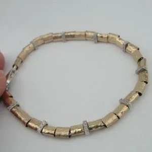 Bracelet 14k Yellow Gold F Zircon 925 Sterling Silver Hadar Designers (I b235)