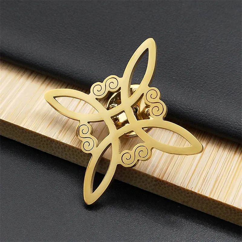 Broche Noeud de Sorcière Pins Wiccan de Protection