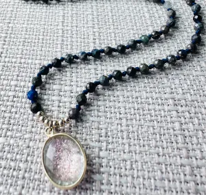 Brown and Blue sapphire Knotted Necklace