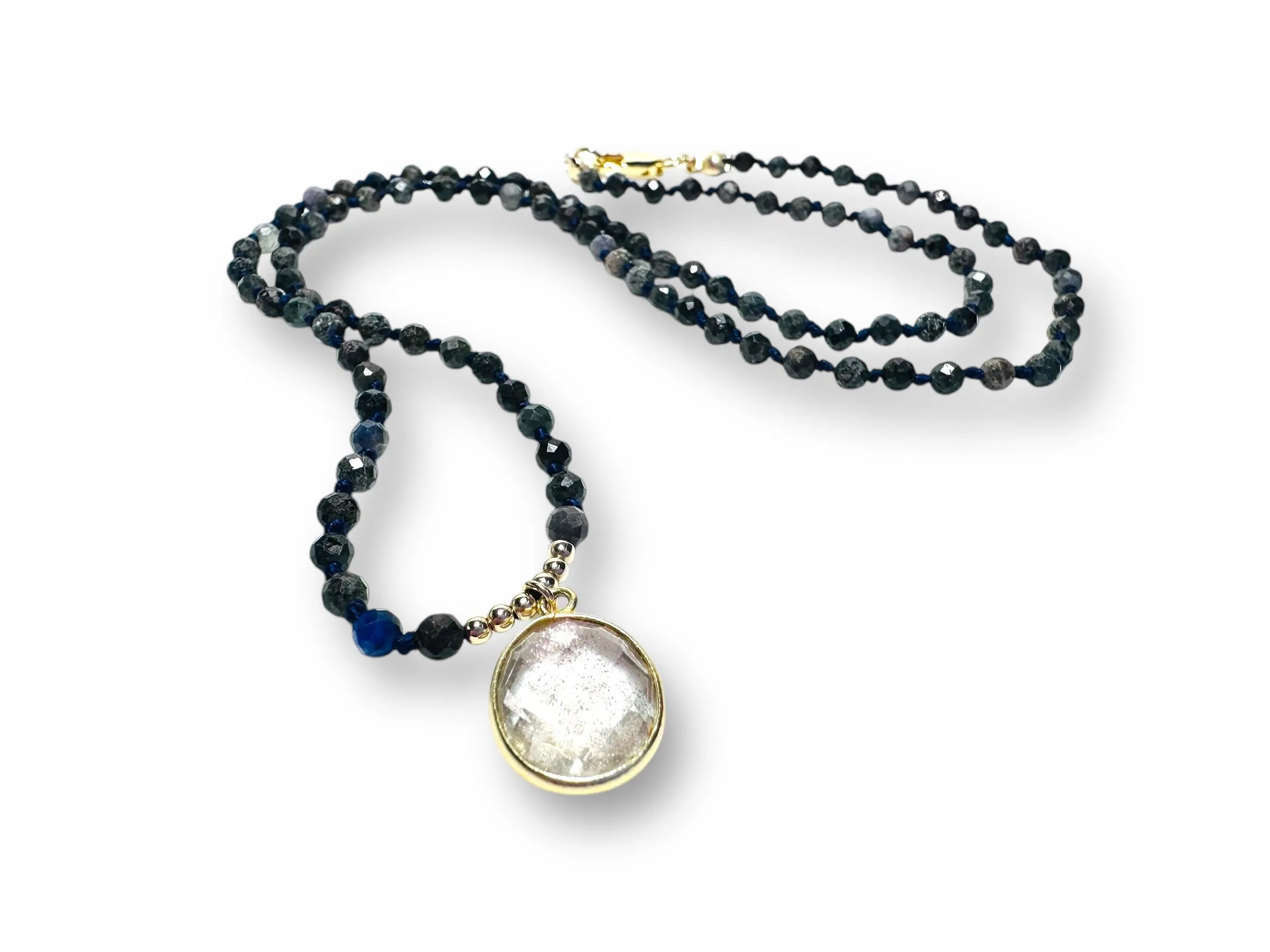 Brown and Blue sapphire Knotted Necklace