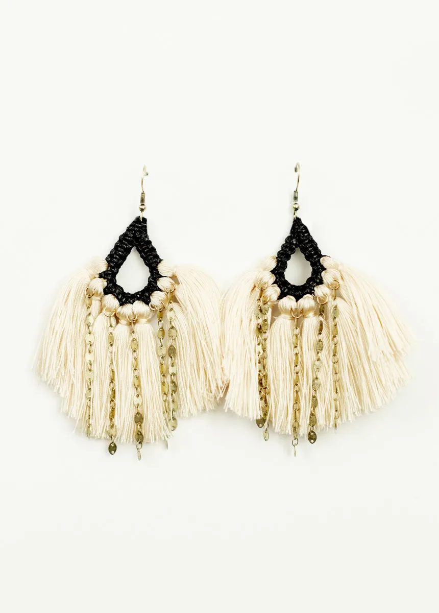 Bryas Earrings in Black/Cream