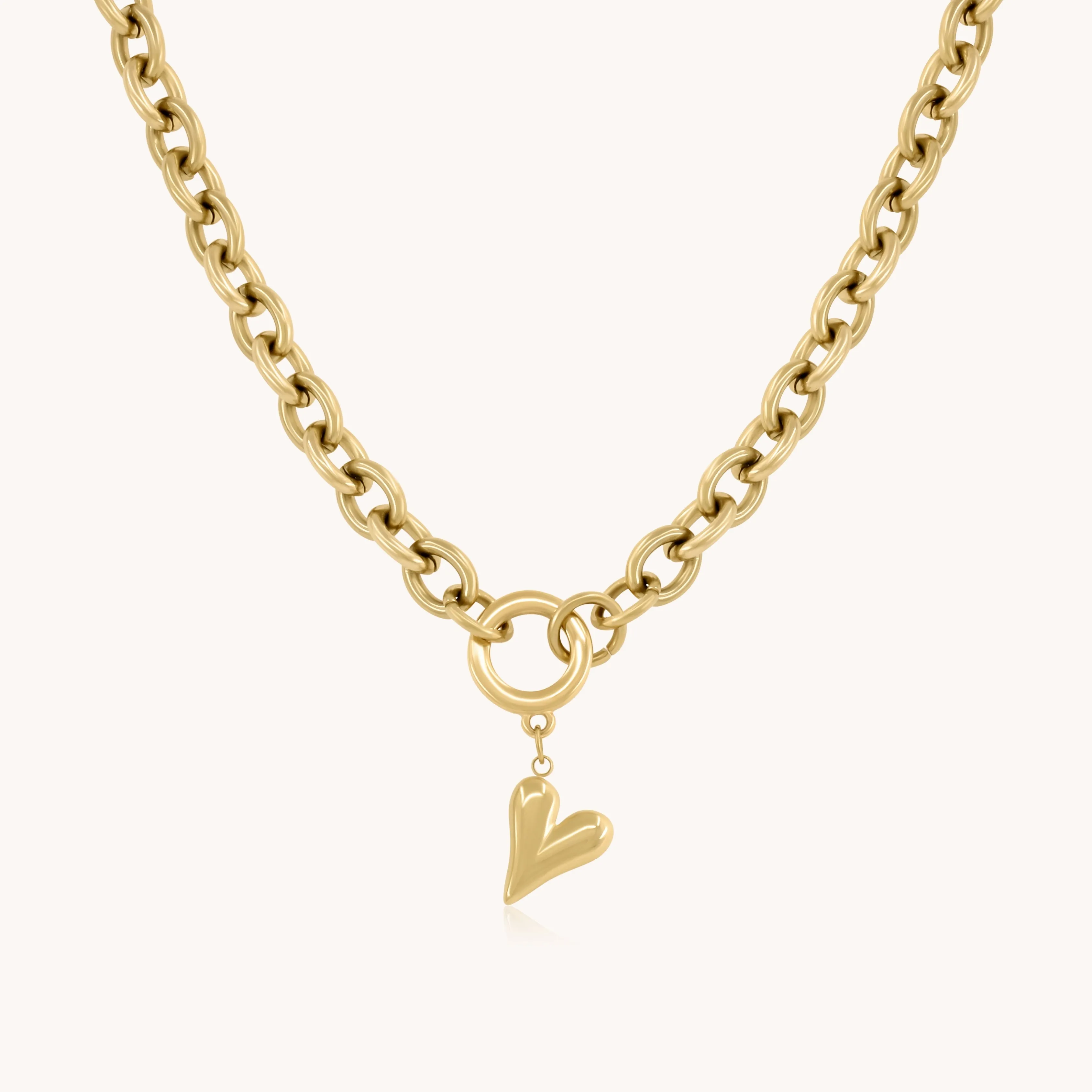 Celine Heart Chunky Necklace, Gold
