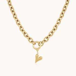Celine Heart Chunky Necklace, Gold