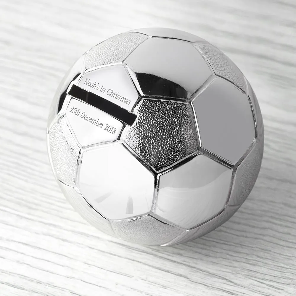 Children's Football Money Box - Silver Plated