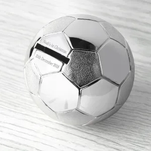 Children's Football Money Box - Silver Plated