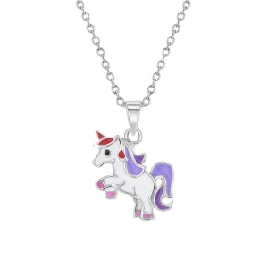 Children's Rearing Unicorn Necklace in Sterling Silver