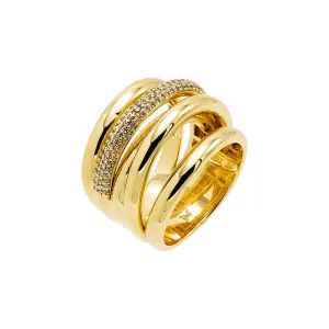 Chunky Solid/Pave Multi Strand Ring