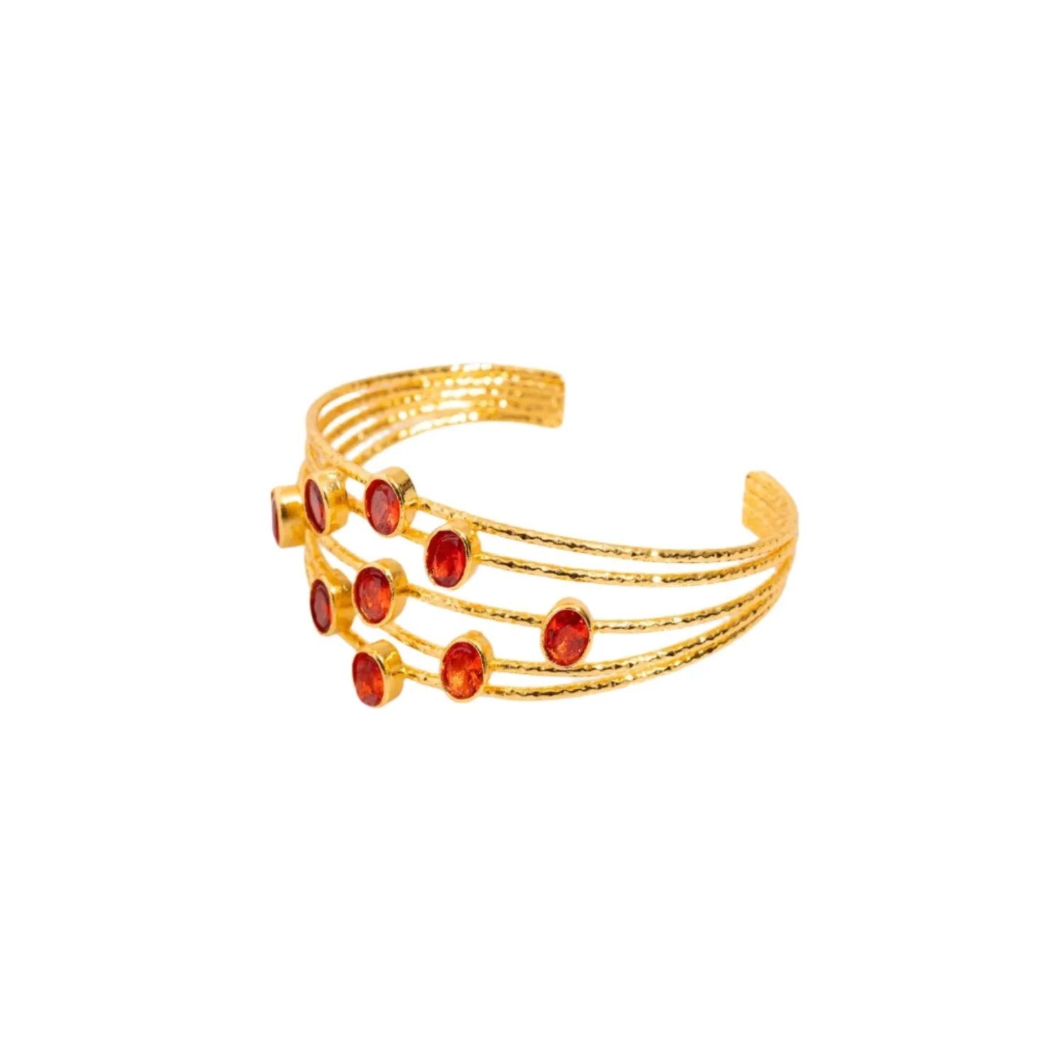 Cleopatra Gold & Carnelian Stone Cuff Chunky Bracelet