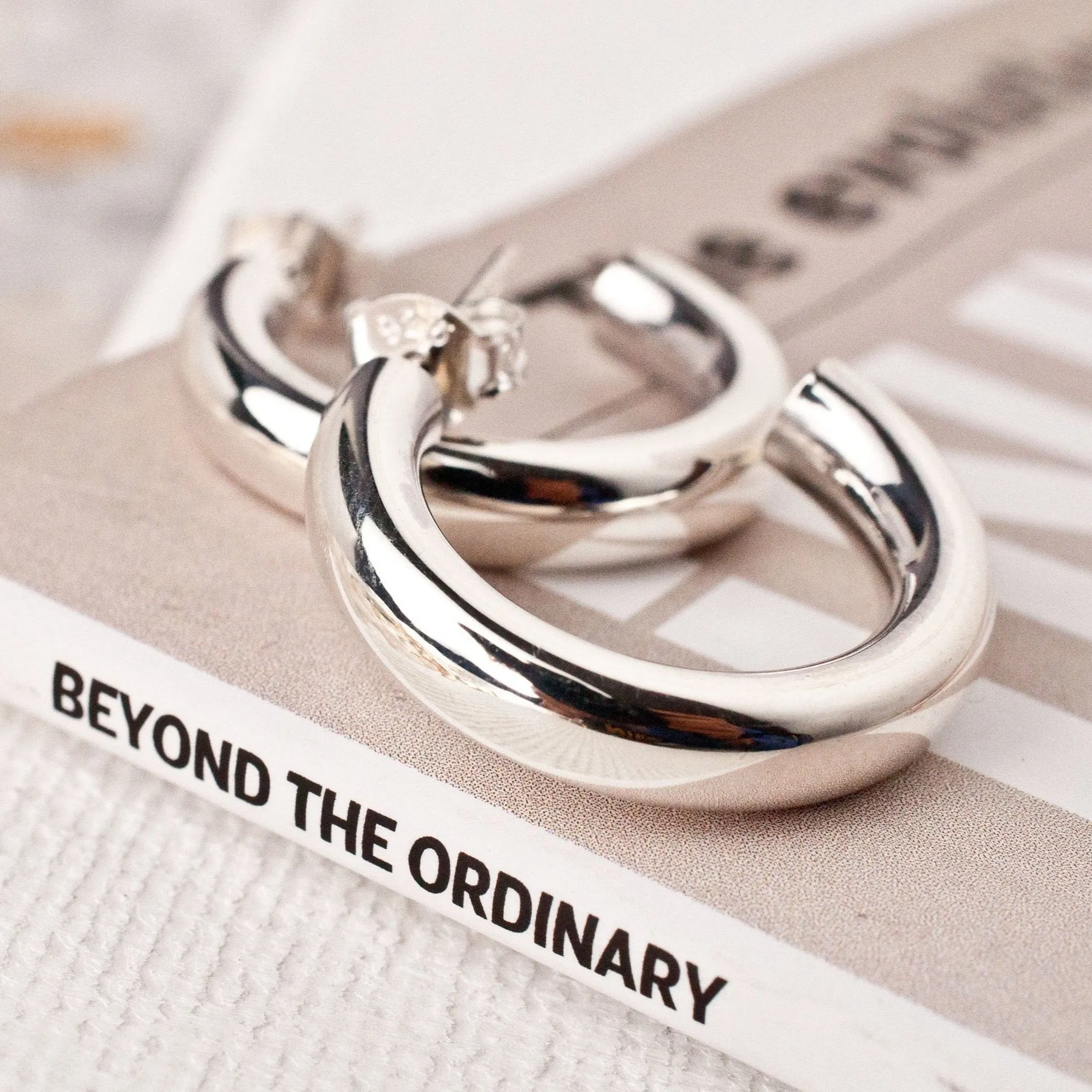 Cloud Nine Chunky Silver Hoop Earrings