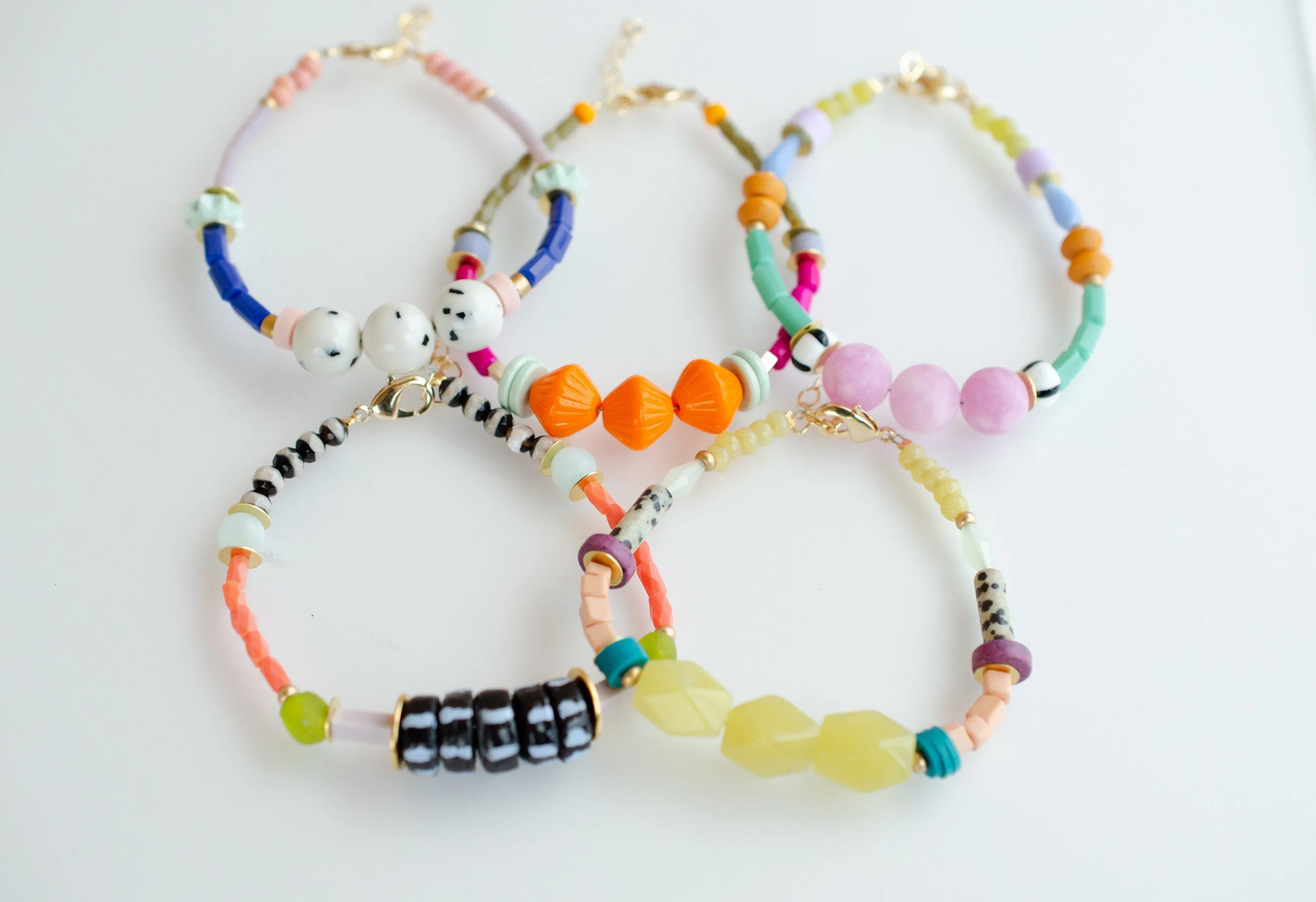Colorful beaded bracelet,  adjustable friendship bracelets, stackable bracelet, eclectic bracelet, gift for artist, bold jewelry, unique