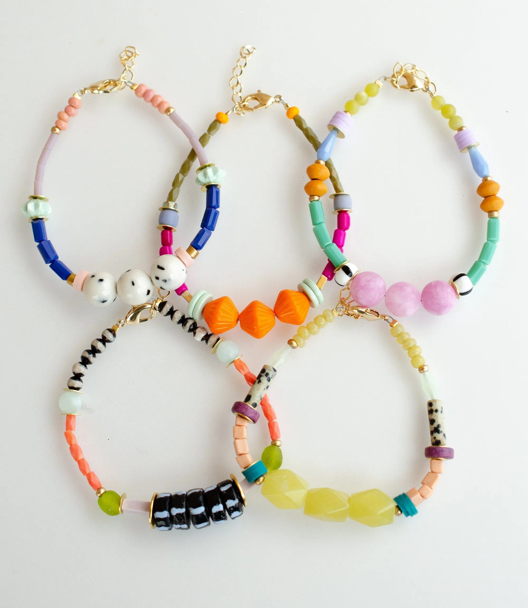 Colorful beaded bracelet,  adjustable friendship bracelets, stackable bracelet, eclectic bracelet, gift for artist, bold jewelry, unique