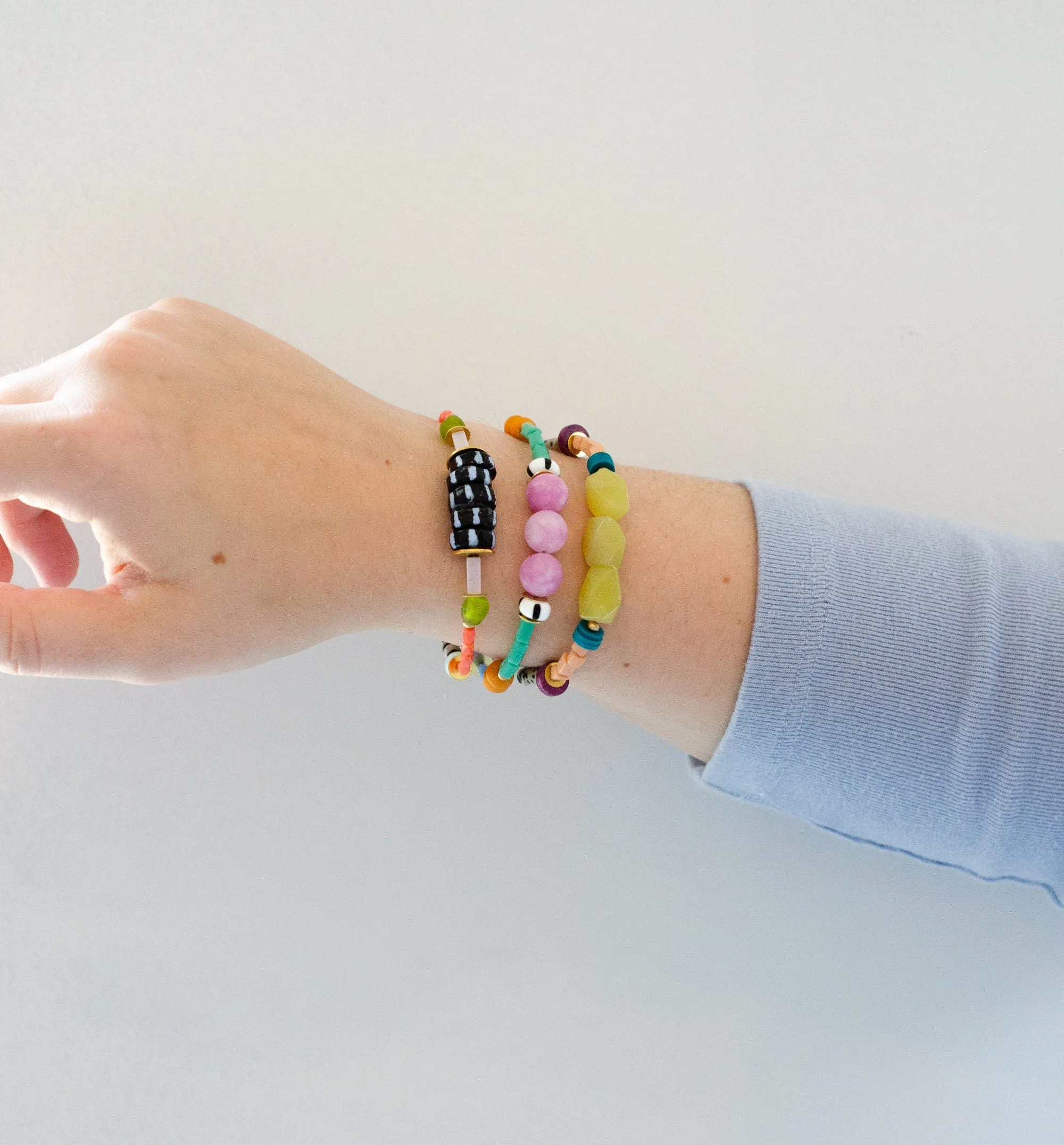 Colorful beaded bracelet,  adjustable friendship bracelets, stackable bracelet, eclectic bracelet, gift for artist, bold jewelry, unique