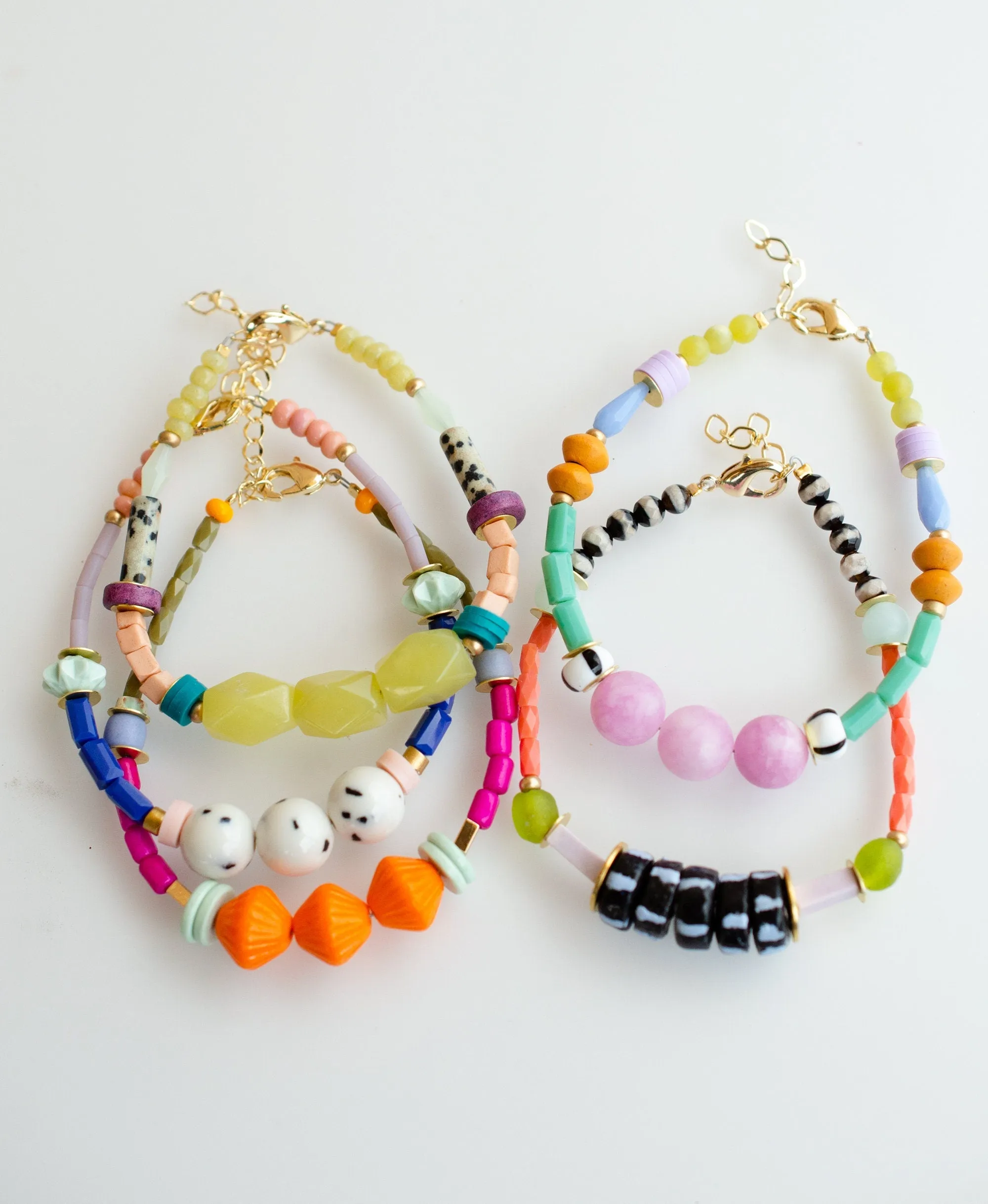 Colorful beaded bracelet,  adjustable friendship bracelets, stackable bracelet, eclectic bracelet, gift for artist, bold jewelry, unique