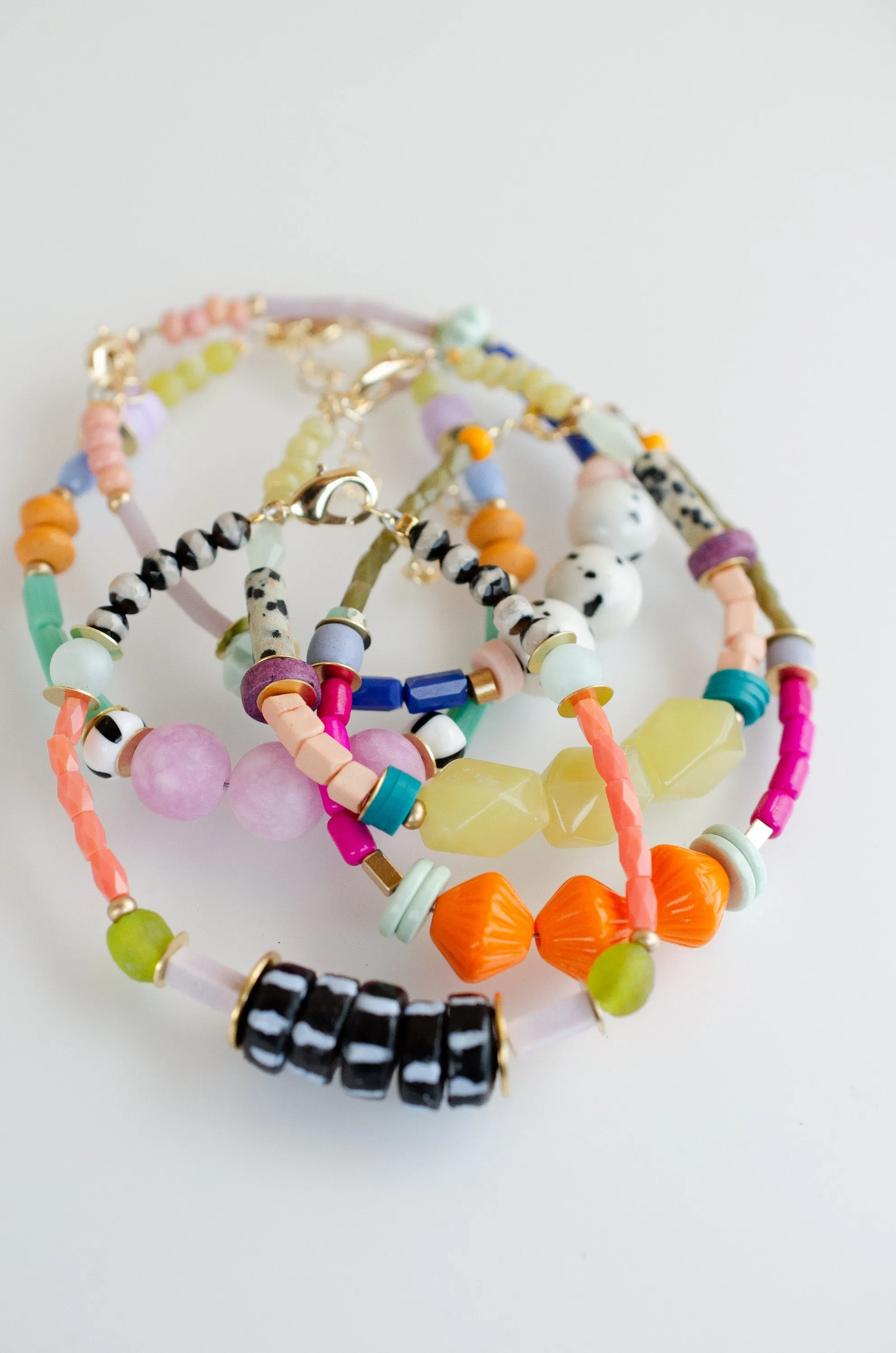 Colorful beaded bracelet,  adjustable friendship bracelets, stackable bracelet, eclectic bracelet, gift for artist, bold jewelry, unique